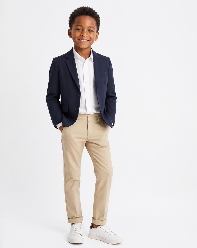 Boy in a smart navy blazer